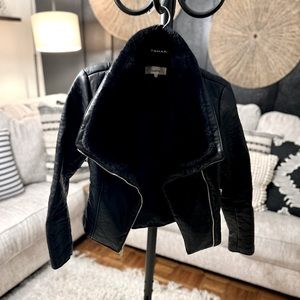 Like-new fur-lined moto leather jacket